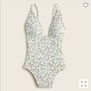 Plunge one-piece in cloud meadow floral